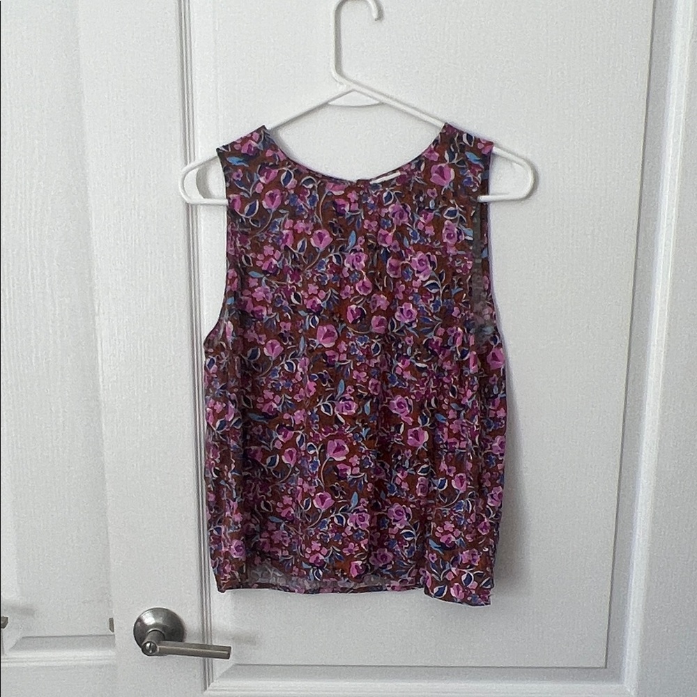 J. Crew Floral Sleeveless Blouse - Pink and Brown